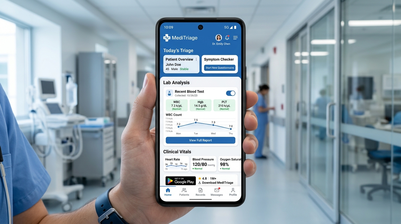 Mockup interfaccia applicazione Android Medical Triage & Lab